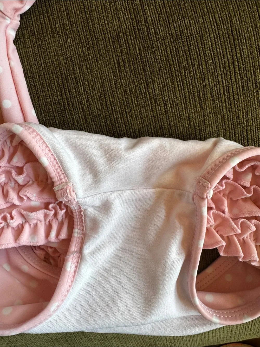 Ruffle Butts 6-12M Two-Piece Pink Polka Dot Swim Set